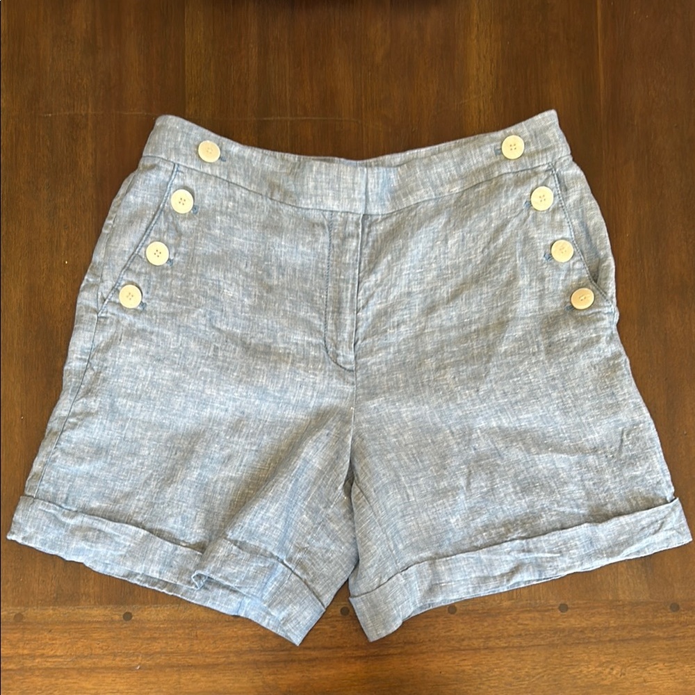 LOFT Blue Mariner style Shorts High-Waisted Linen